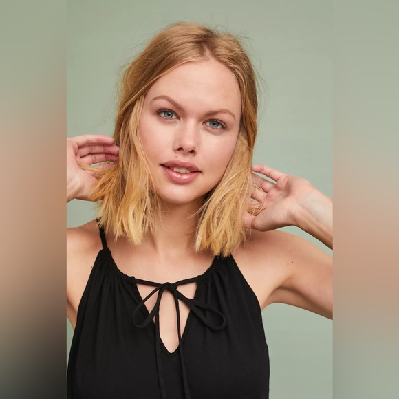 MICHAEL STARS ANTHROPOLOGIE NWT MIXED MEDIA HALTER FRINGE DRESS - Picture 6 of 9